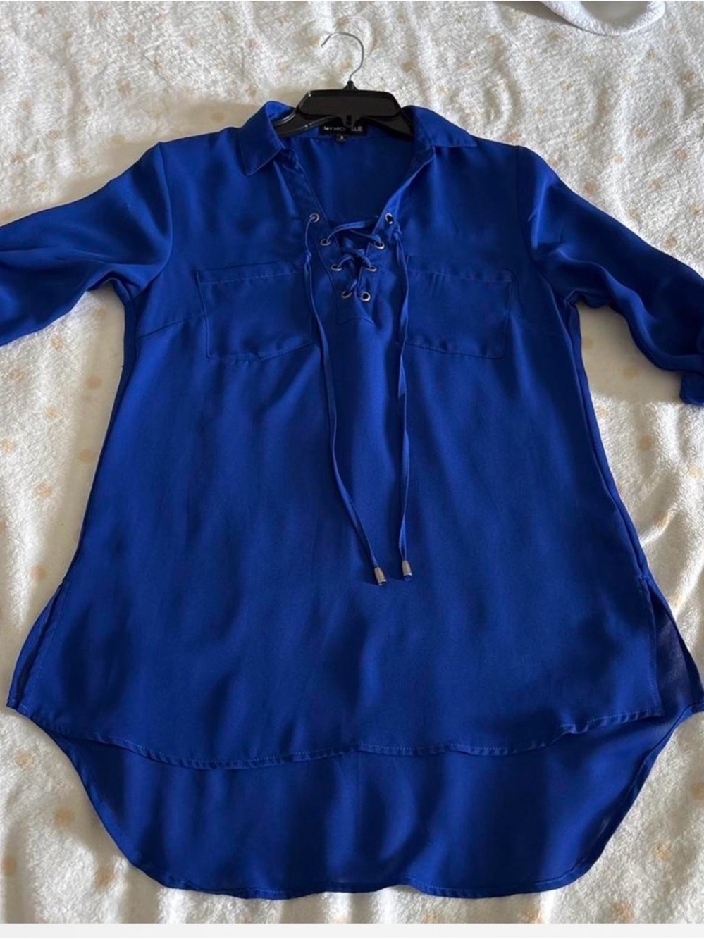 My Michelle Royal Blue Lace-Up Tunic Top
